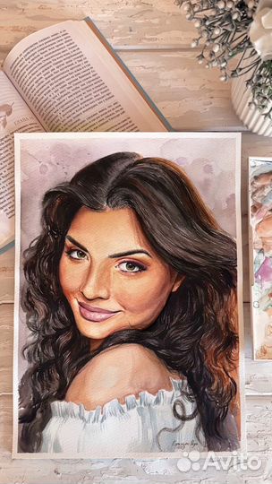 Портрет на заказ, по фото. Ручная работа. Акварель