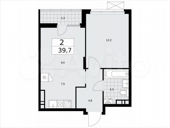 2-к. квартира, 39,7 м², 12/16 эт.