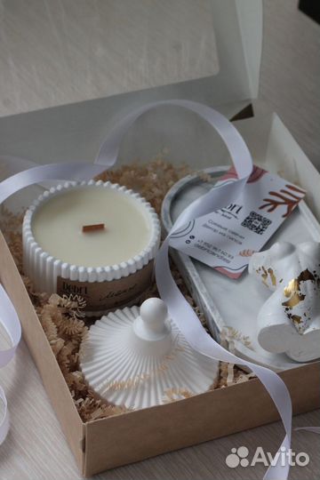 Подарочный набор свеча + гипсовый декор