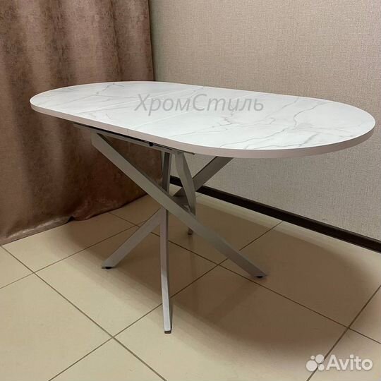Овальный кухонный раздвижной стол 