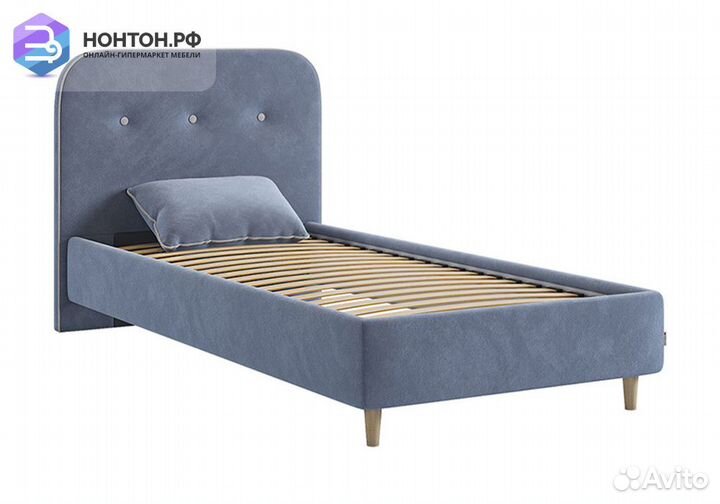 Кровать Лео 0.9 велюр топаз / галька