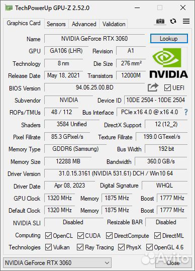 Palit GeForce RTX 3060 Dual 12GB LHR(гарантия днс)