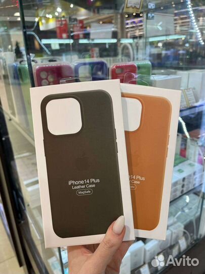 Чехол на iPhone 14 plus MagSafe кожа