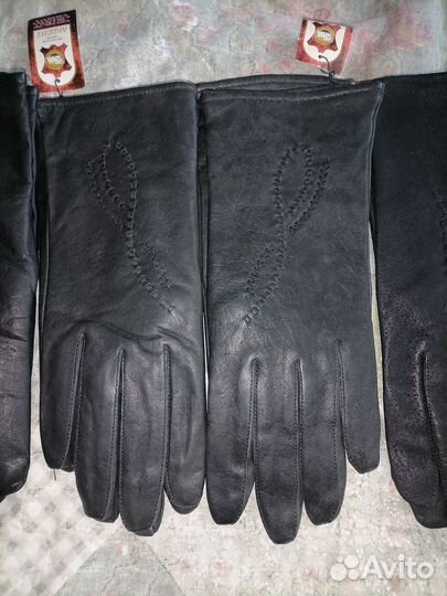 Перчатки кожаные новые женские, чёрные