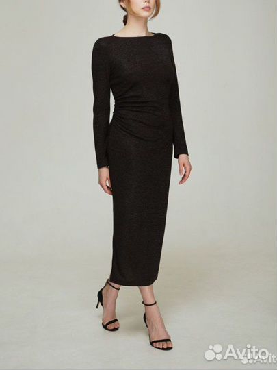 Вечернее платье миди с разрезом новое S/M