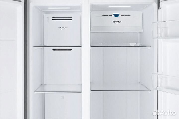 Холодильник weissgauff wsbs 600 NoFrost Inverter Inox Glass