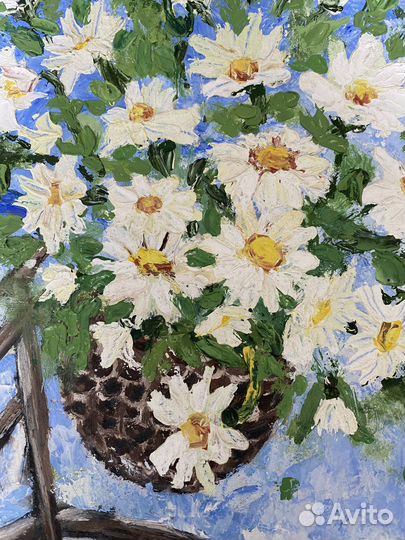 Картина маслом ромашки