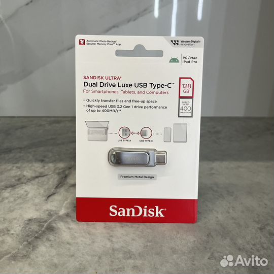 Флешка для Mac и iPad SanDisk 128gb Dual DriveLuxe