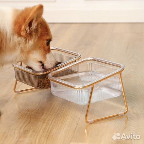 Двойная миска для кошек и собак на подставке