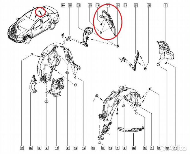 Локер (подкрылок) задний левый Renault Logan 2 L8