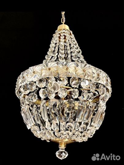Винтажня люстра груша хрустальная