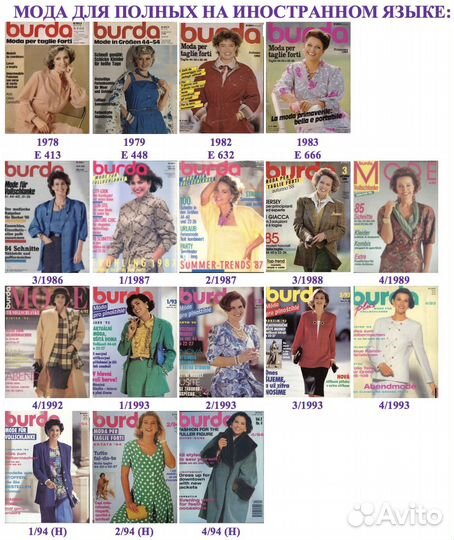 Журналы Burda Мода для полных 1978-2022