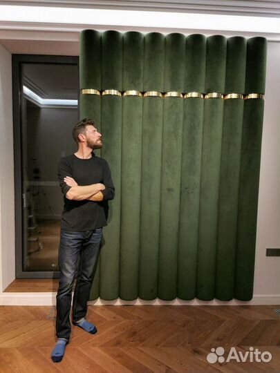 Мягкие стеновые панели - полукруглые с латунью