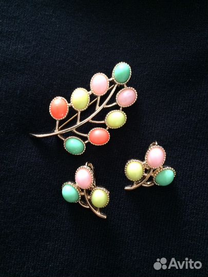 Комплект винтаж брошь и серьги Sarah Coventry