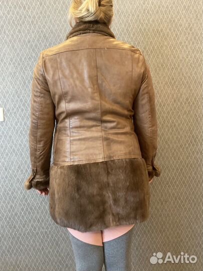Куртка пальто кожаное Massimo Dutti, р-р 48-50
