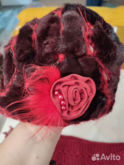 Шапка норковая вязаная женская