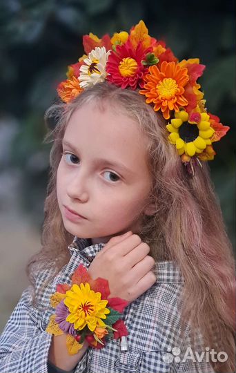 Ободок с браслетом осень
