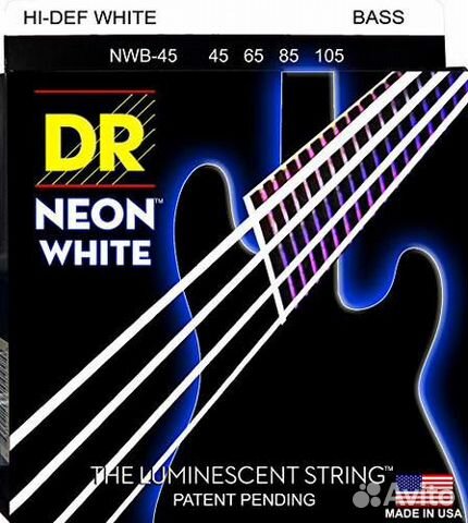 Струны для Бас гитары Белые DR Neon NWB-45