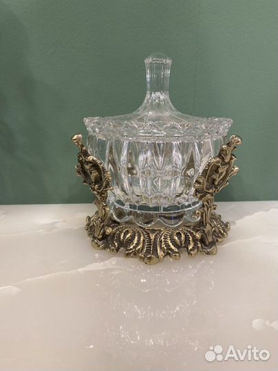 Ваза конфетница/ салатник бронза