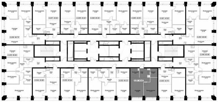 1-к. квартира, 44 м², 21/55 эт.