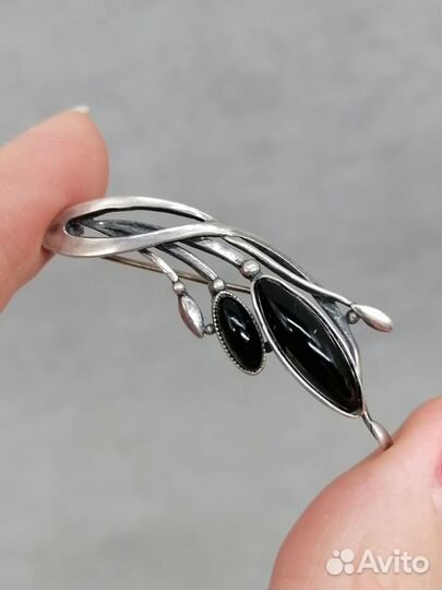 Серебряная брошь СССР 925 пр с Агатом