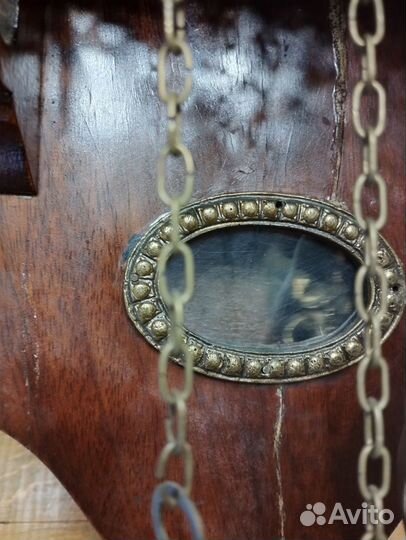 Старинные настенные часы. Голландия, латунь, дуб