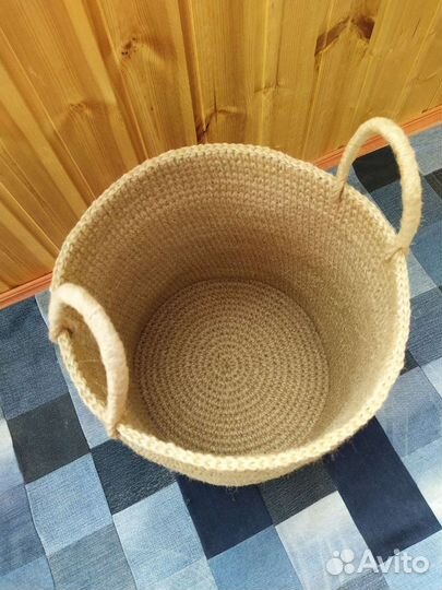 Корзина для белья или игрушек из джута