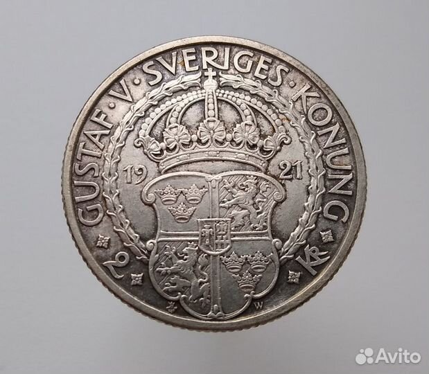 2 кроны 1921 швеция густав ваза
