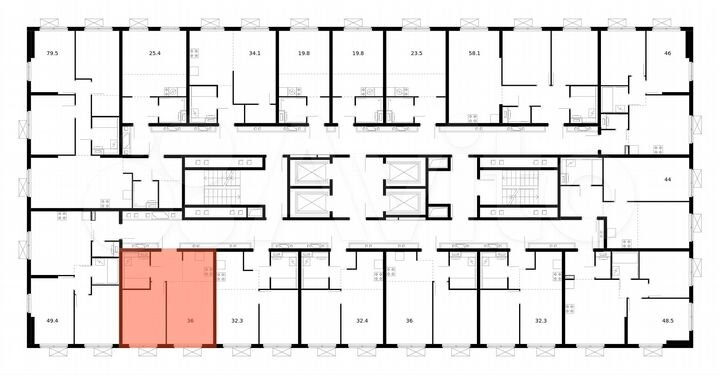 2-к. квартира, 36 м², 20/25 эт.