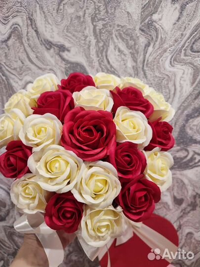 Сердце букет из мыльных цветов