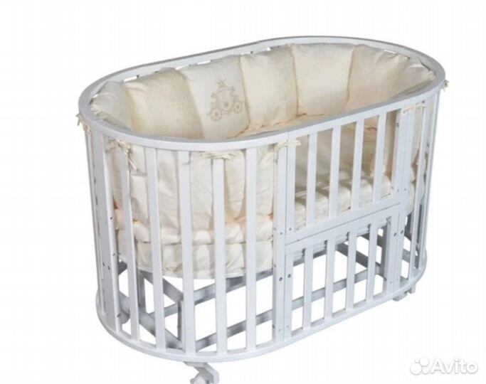 Кроватка трансформер с маятником круглая-овальная