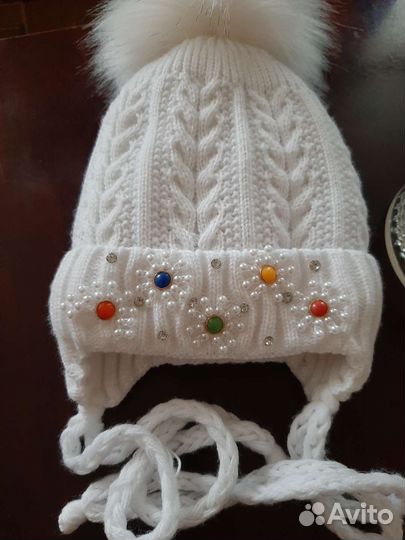 Шапка зимняя для девочки 0-3 месяца