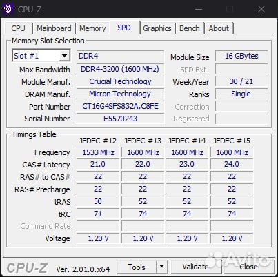 Оперативная память Crucial SO-dimm DDR4 16Gb 3200M