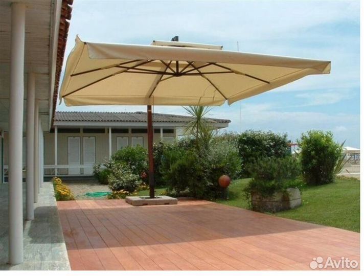 Большой зонт на боковой опоре для дачи 3х3