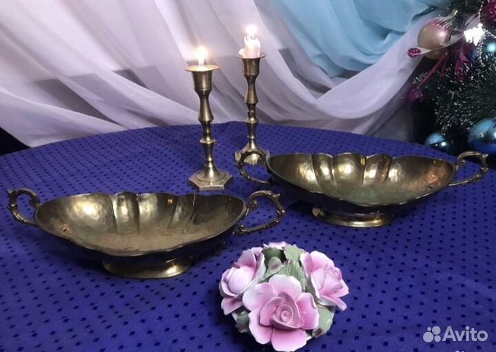 Жардиньерка, кашпо, конфетница латунь