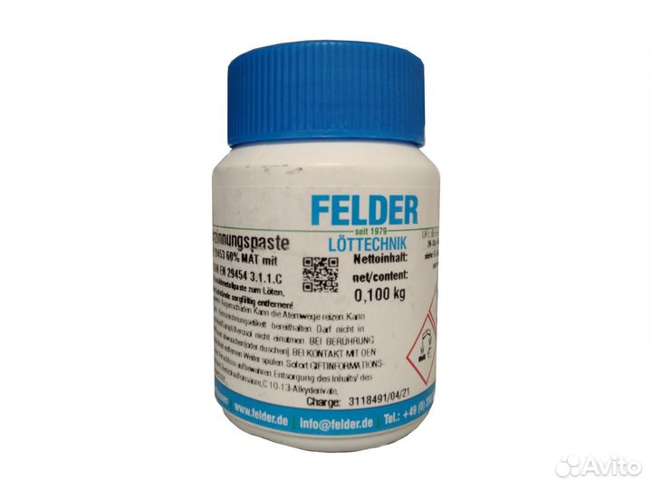 Флюс-паста Felder 100 грамм, бессвинцовая