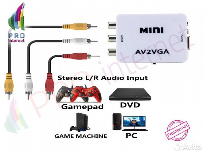 Mini vga to av (тюльпан) опт/розница
