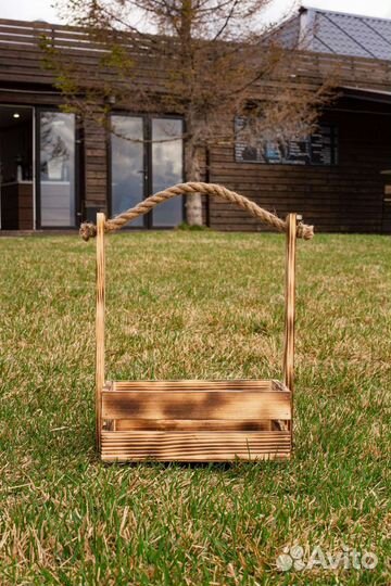 Деревянное декоративное кашпо, корзина