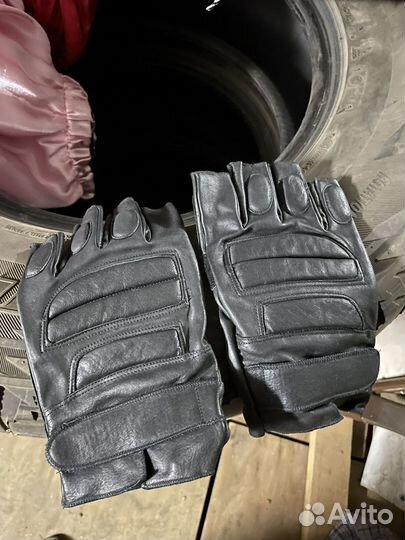 Мотоперчатки кожаные мужские без пальцев