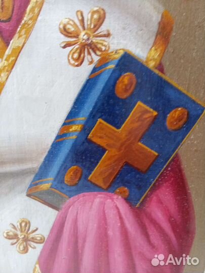 Икона Николай Чудотворец 19 век модерн масло