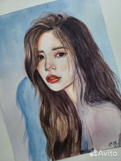 Портрет по фото акварелью на заказ