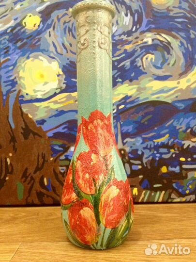 Ваза с тюльпанами авторская ручная работа