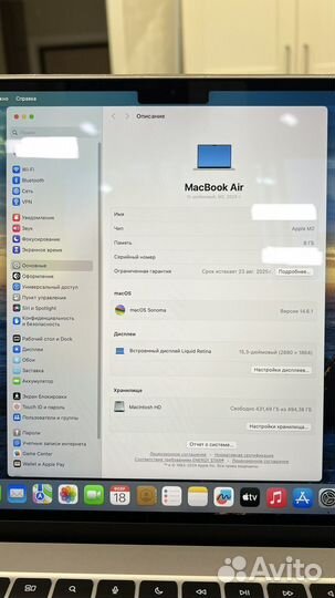 Apple macbook air 15 m2 512 гб 2023