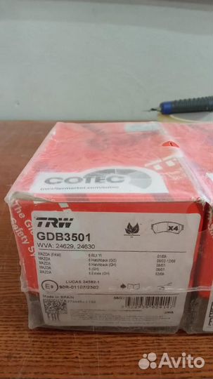 Колодки передние mazda 6 TRW GDB3501