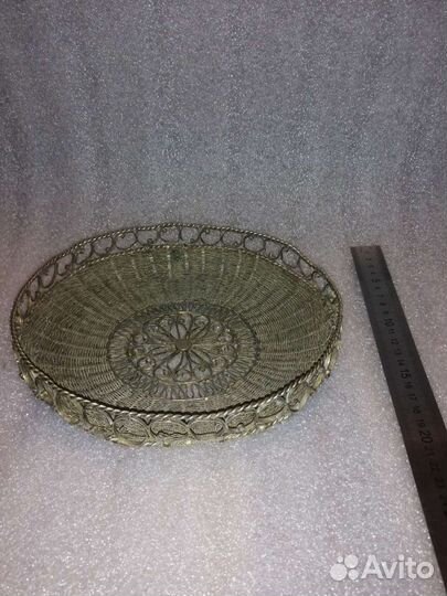 Сухарница, конфетница ваза, Скань Мельхиор