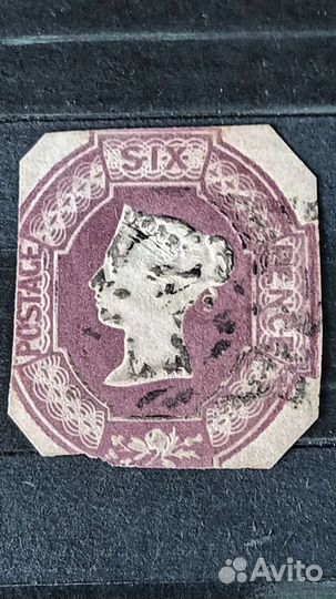 Тиснёный британский SIX pence 1854 г
