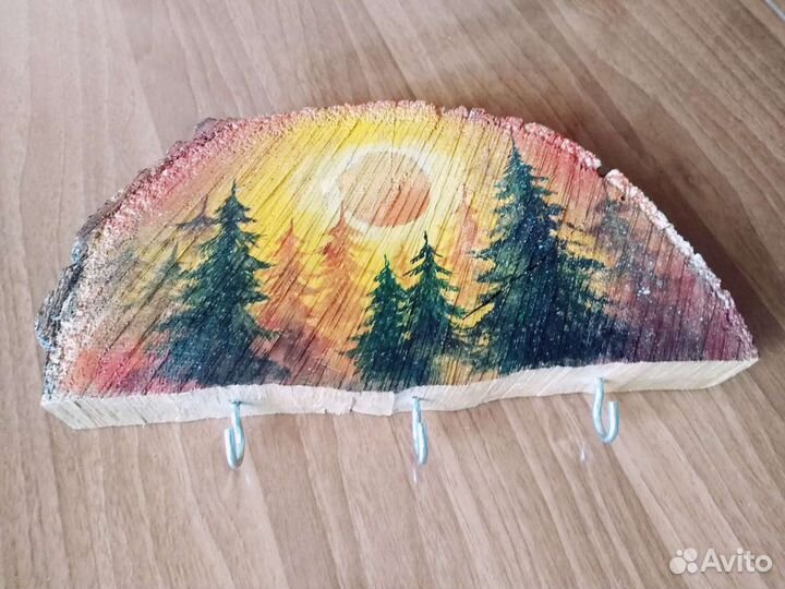 Ключница из спила дуба