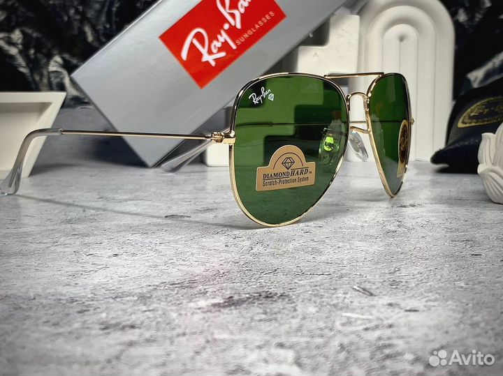 Очки Ray Ban Aviator золотые