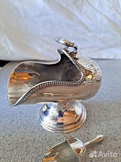 Винтажная Сахарница с лопаткой Серебрение