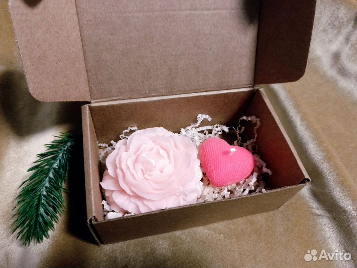 Подарочный Набор Свечей Пион и Сердце